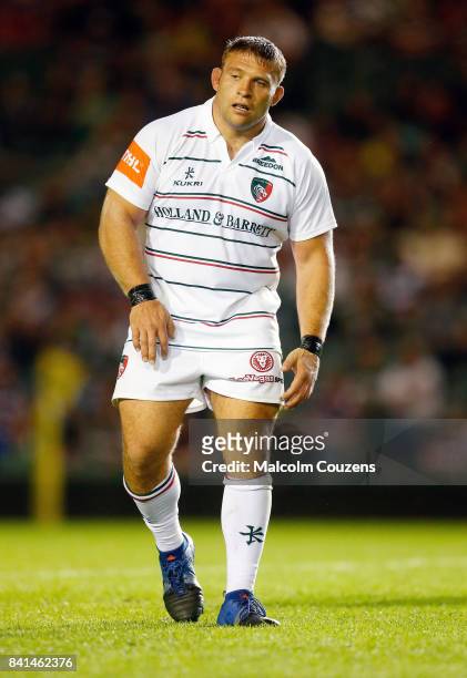 Tom Youngs of Leicester Tigers during the Pre-Season match between Leicester Tigers and Ospreys at Welford Road on August 24, 2017 in Leicester,...