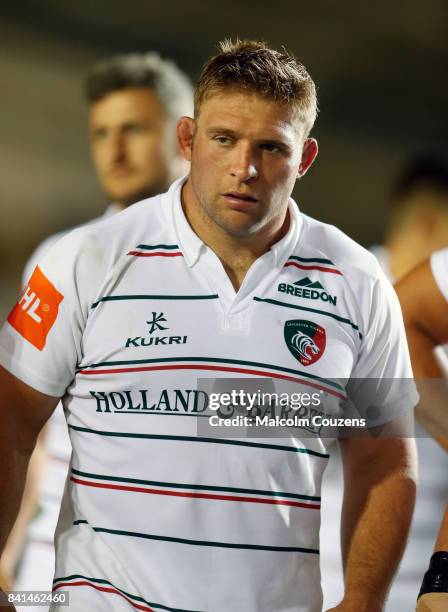 Tom Youngs of Leicester Tigers during the Pre-Season match between Leicester Tigers and Ospreys at Welford Road on August 24, 2017 in Leicester,...