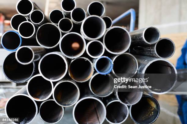 steel pipe. - staal stock-fotos und bilder