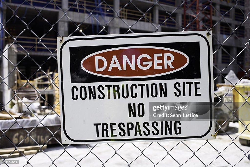 Construction site warning sign.