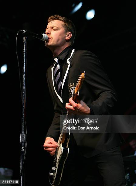 Nicholaus Arson of the band The Hives performs on stage during day two of The Falls Music & Arts Festival on December 30, 2008 in Lorne, Australia.