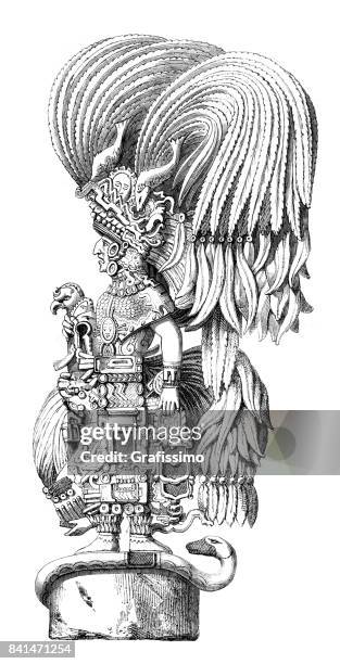 ilustrações, clipart, desenhos animados e ícones de estátua da deusa asteca no méxico yucatan 1859 - asteca