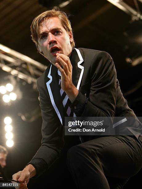 Pelle Almqviest of the band The Hives performs on stage during day two of The Falls Music & Arts Festival on December 30, 2008 in Lorne, Australia.