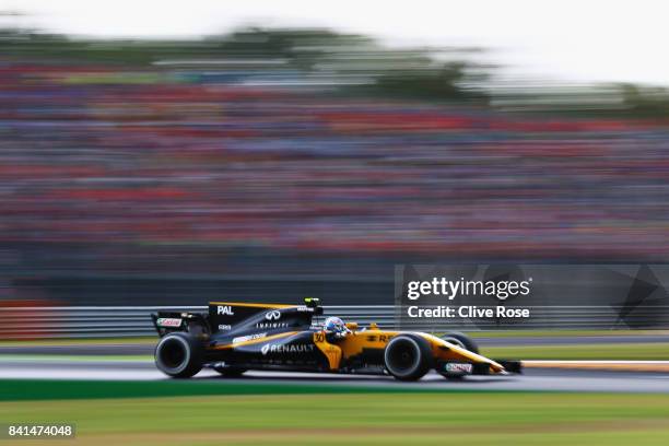 Jolyon Palmer of Great Britain driving the Renault Sport Formula One Team Renault RS17 on track during practice for the Formula One Grand Prix of...