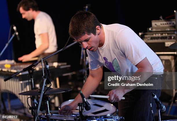 Logan Kroeber of the band The Dodos performs on stage during day three of The Falls Music & Arts Festival on December 31, 2008 in Lorne, Australia.