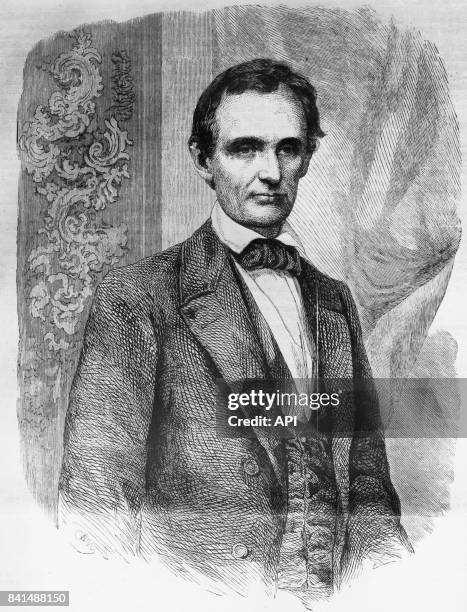 Une gravure du XVIème président des Etats-Unis Abraham Lincoln vers 1861.