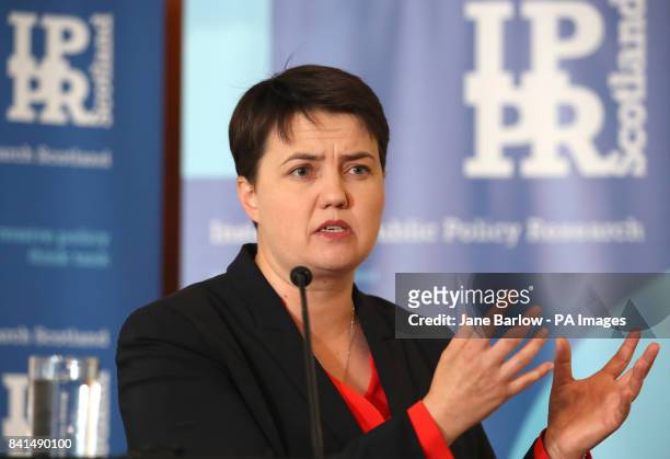 Scottish Conservative party leader Ruth Davidson delivers a speech to independent think tank IPPR Scotland on Holyrood's policy direction at the Apex...