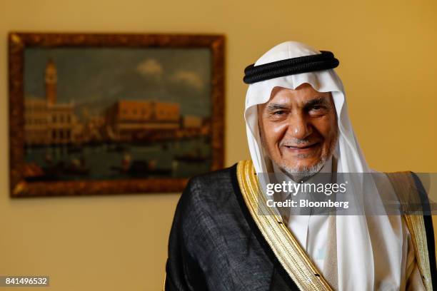 Prince Turki Al Faisal, Saudi's former intelligence chief and onetime ambassador to Washington, poses for a photograph before a Bloomberg Television...