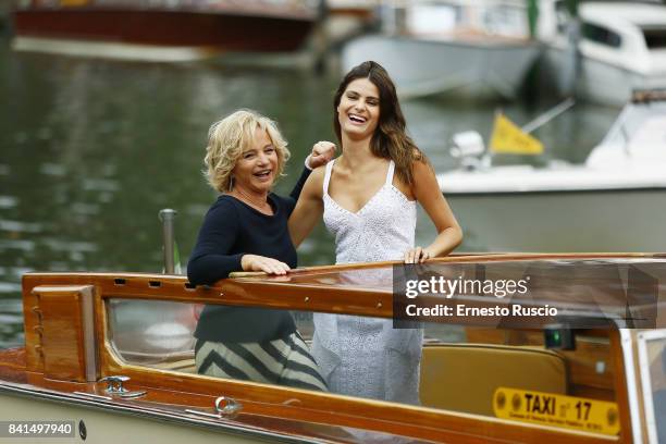Isabeli Fontana and Alberta Ferretti are seen during the 74th Venice Film Festival on September 1, 2017 in Venice, Italy.
