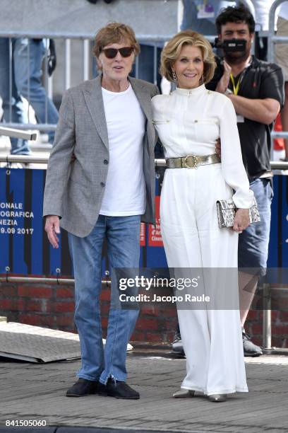 Jane Fonda and Robert Redford are seen during the 74. Venice Film Festival on September 1, 2017 in Venice, Italy.