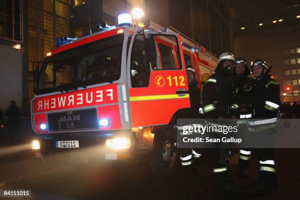 Berlin city firemen respond to a call on New Year's Day January 1, 2009 in Berlin, Germany. An estimated 1 million revelers descended on the area in...