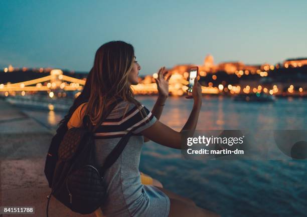 young woman in budapest - budapest street stock pictures, royalty-free photos & images