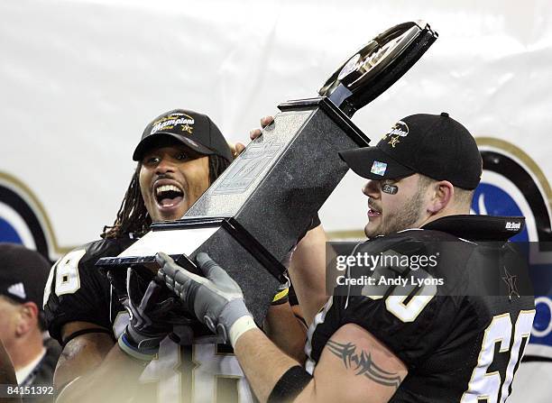 George Smith and Bradley Vierling of the Vanderbilt Commodores celebrate after the Gaylord Hotels Music City Bowl against the Boston College Eagles...