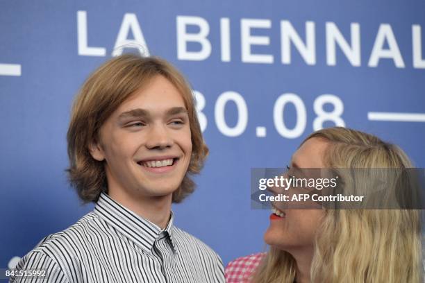 Actor Charlie Plummer and actress Chloe Sevigny attend the photocall of the movie "Lean on Pete" presented in competition at the 74th Venice Film...