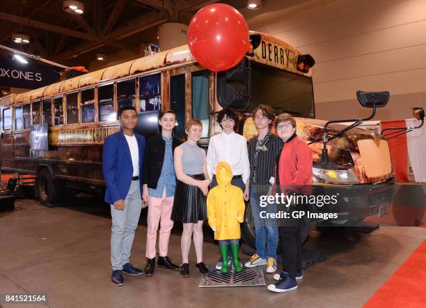 Losers' Club cast Chosen Jacobs, Jaeden Lieberher, Sophia Lillis, Finn Wolfhard, Wyatt Oleff and Jeremy Ray Taylor attend the upcoming theatrical...