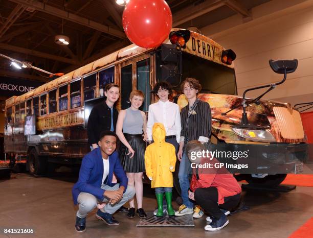 Losers' Club cast Chosen Jacobs, Jaeden Lieberher, Sophia Lillis, Finn Wolfhard, Wyatt Oleff and Jeremy Ray Taylor attend the upcoming theatrical...