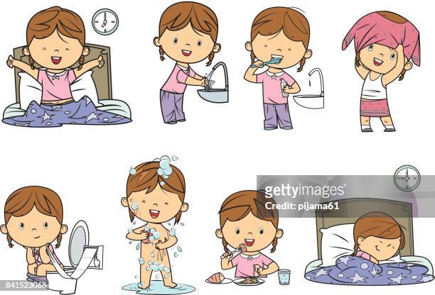 daily routines - sleep hygiene stock illustrations