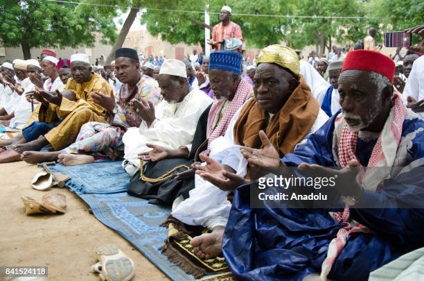 Muslims perform the Eid Al-Adha prayer at Grand Mosque in Djenne, Mali on September 01, 2017. Muslims worldwide celebrate Eid Al-Adha, to commemorate...