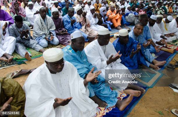 Muslims perform the Eid Al-Adha prayer at Grand Mosque in Djenne, Mali on September 01, 2017. Muslims worldwide celebrate Eid Al-Adha, to commemorate...