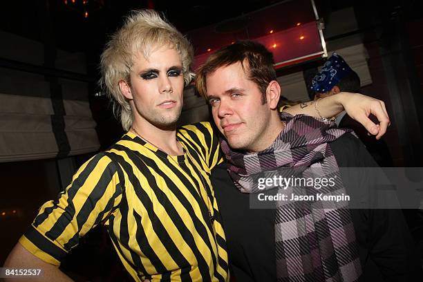 Perez Hilton and Justin Tranter of Semi Precious Weapons attend the New Year's Eve party sponsored by Inocente Tequila and hosted by Emmanuelle...