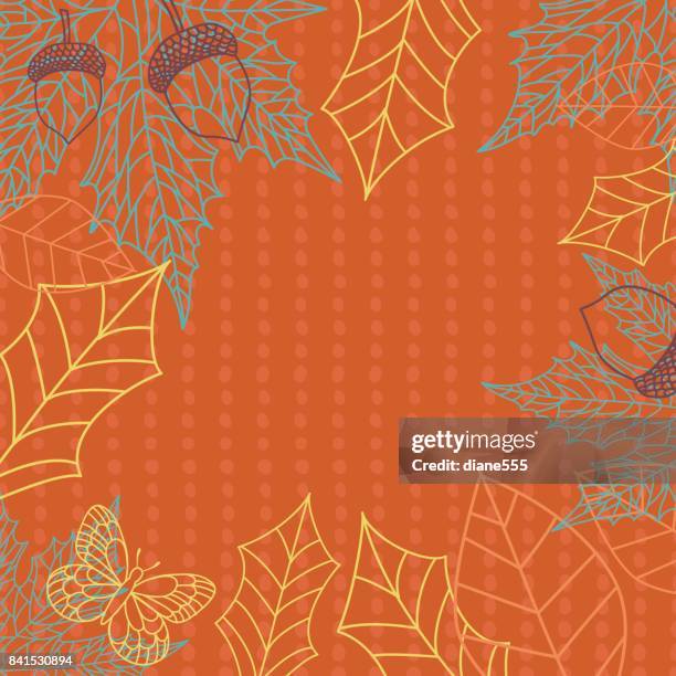 fall leaves background border - fall leaves border stock illustrations