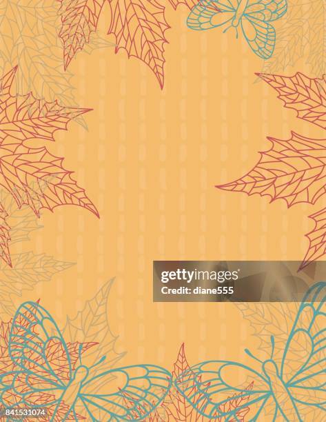 fall leaves background border - fall leaves border stock illustrations