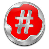 Hashtag Button - 3D illustration