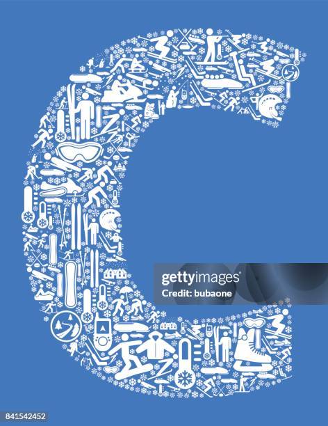 letter c winter sport fun vector graphic - winter jacket stock illustrations