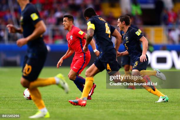 Alexis Sanchez of Chile in action during the FIFA Confederations Cup Russia 2017 Group B match between Chile and Australia at Spartak Stadium on June...