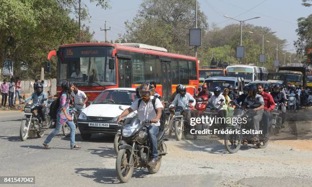 Traffic jam in Bangalore on February 15, 2015 in Bangalore, India.