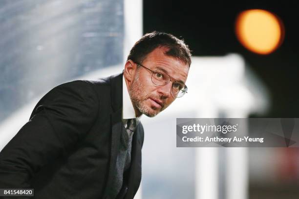 Head Coach Anthony Hudson of New Zealand looks on prior to the 2018 FIFA World Cup Qualifier match between the New Zealand All Whites and Solomon...