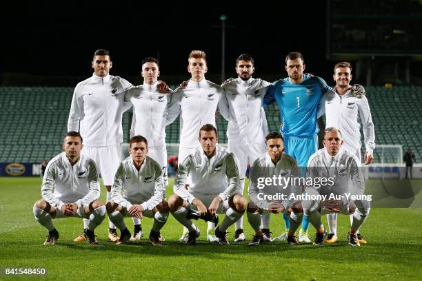 Players of New Zealand pose for a team photo prior to the 2018 FIFA World Cup Qualifier match between the New Zealand All Whites and Solomon Island...