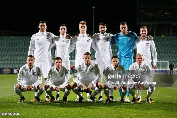 Players of New Zealand pose for a team photo prior to the 2018 FIFA World Cup Qualifier match between the New Zealand All Whites and Solomon Island...