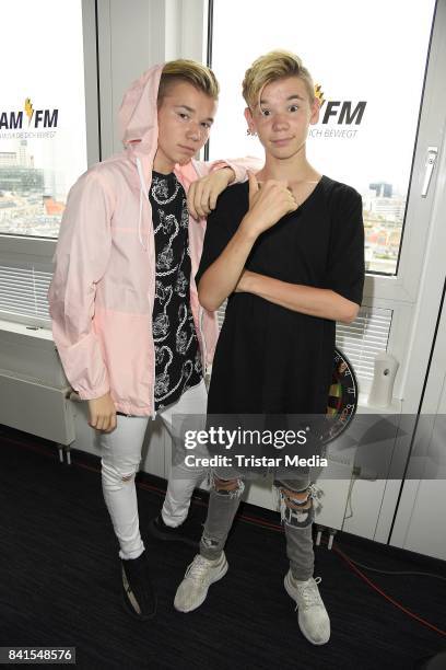 Marcus & Martinus are seen during their visit to 93,6 JAM FM on September 1, 2017 in Berlin, Germany.