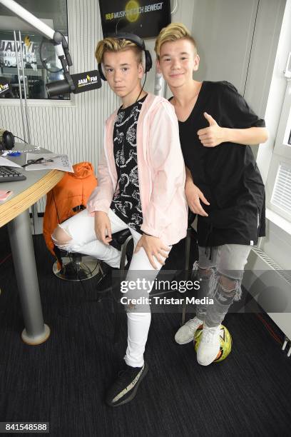 Marcus & Martinus are seen during their visit to 93,6 JAM FM on September 1, 2017 in Berlin, Germany.