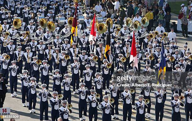 The Penn State marching band performs in the 120th Tournament of Roses Parade January 1, 2009 in Pasadena, California.
