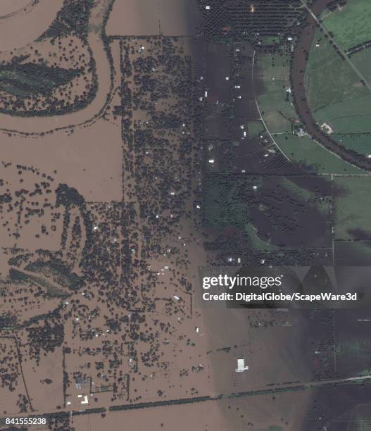 This is an "after" DigitalGlobe via Getty Images satellite imagery of a neighborhood in Simonton, Texas -- after Hurricane Harvery.