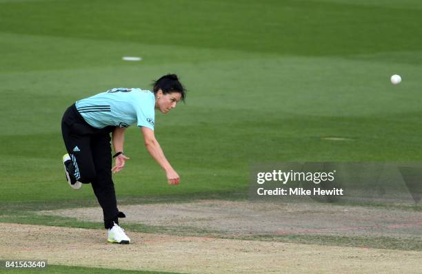 Natalie Sciver of Surrey Stars in action during the Women's Kia Super League Semi Final between Surrey Stars and Western Storm at The 1st Central...