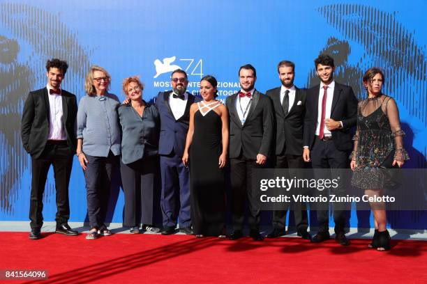 Moustafa Fahs , Hamza Mekdad , Carol Abboud , Mazen Khaled , Hadi Bou Ayash and Selim Mourad walk the red carpet ahead of the 'Martyr' screening...