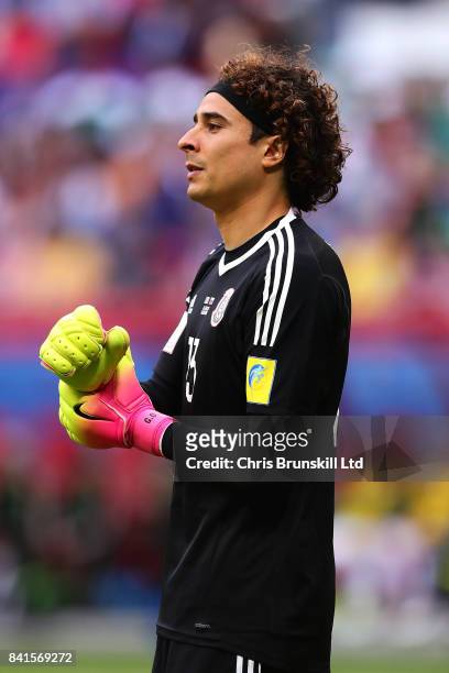 Guillermo Ochoa of Mexico in action during the FIFA Confederations Cup Russia 2017 Group A match between Mexico and Russia at Kazan Arena on June 24,...