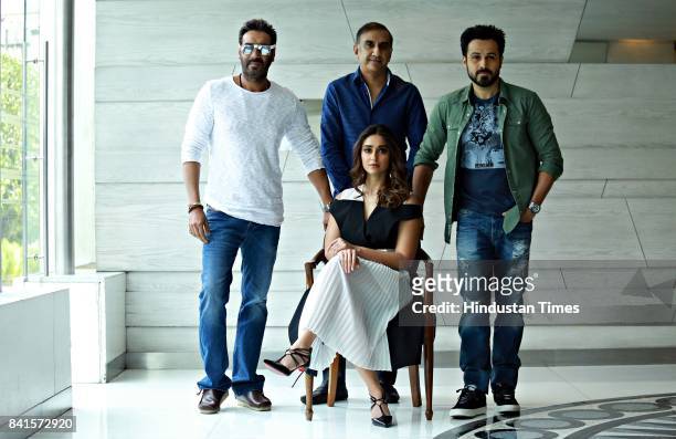 Bollywood actors Ajay Devgn, Emraan Hashmi, Ileana D'cruz and Director Milan Luthria during an exclusive interview with HT City-Hindustan Times for...