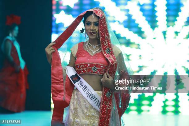 Community member participates in Miss Transqueen India 2017, a beauty pageant for the transgender community, on August 27, 2017 in Gurugram, India.