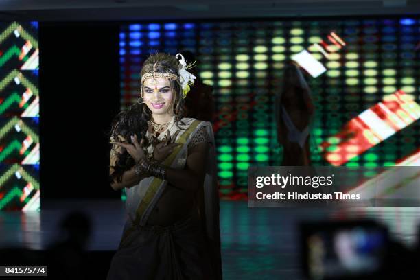 Community member participates in Miss Transqueen India 2017, a beauty pageant for the transgender community, on August 27, 2017 in Gurugram, India.