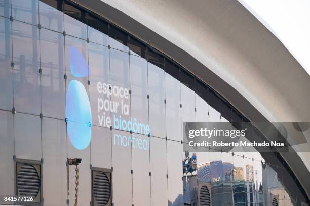 The Montreal Biodome entrance detail. The famous place is a facility located at Olympic Park that allows visitors to walk through replicas of the...