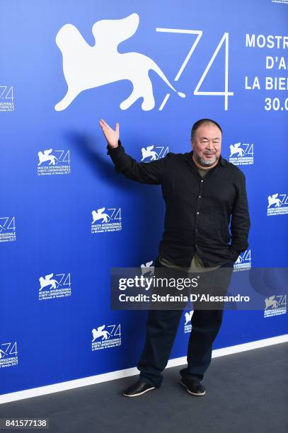 Ai Weiwei attends the 'Human Flow' photocall during the 74th Venice Film Festival on September 1, 2017 in Venice, Italy.