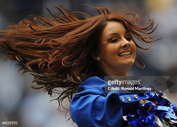 Jordyn Ketchum of the Dallas Cowboys Cheerleaders performs during a game against the San Francisco 49ers at Texas Stadium on November 23, 2008 in...