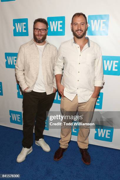 Seth Rogen and Evan Goldberg attend the premiere of And Action!'s "Dumpster Diving" at Cinemark Playa Vista on August 31, 2017 in Los Angeles,...