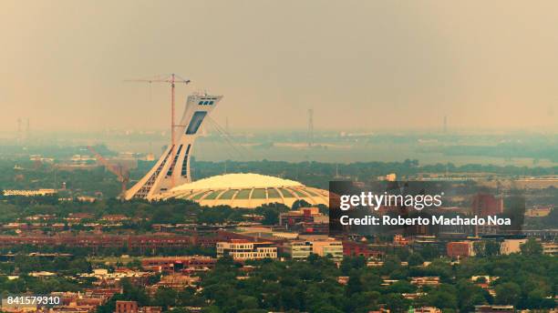 Montreal Olympic Stadium, aerial view from the Belvedere Camillien-Houde look out. The multi-purpose stadium is located in the Hochelaga-Maisonneuve...
