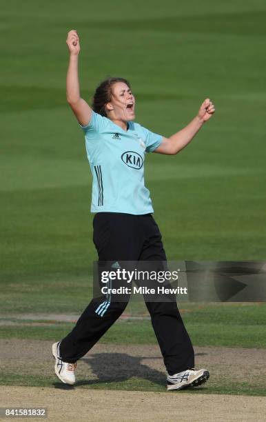 Natalie Sciver of Surrey Star sappealing unsuccessfully for LBW during the Women's Kia Super League Semi Final between Surrey Stars and Western Storm...