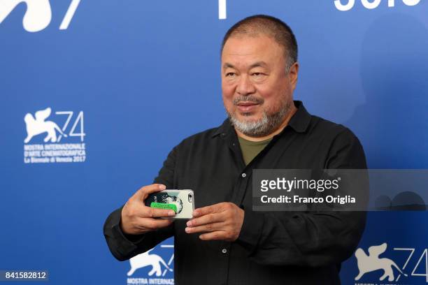 Ai Weiwei attends the 'Human Flow' photocall during the 74th Venice Film Festival at Sala Casino on September 1, 2017 in Venice, Italy.